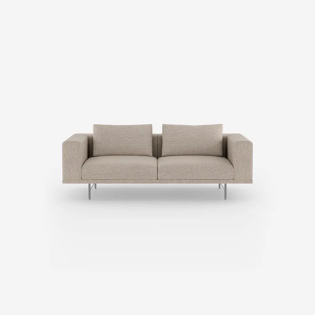Vipp Loft Sofa | 2-seater, Brook Beige/chestnut, Stainless Steel
