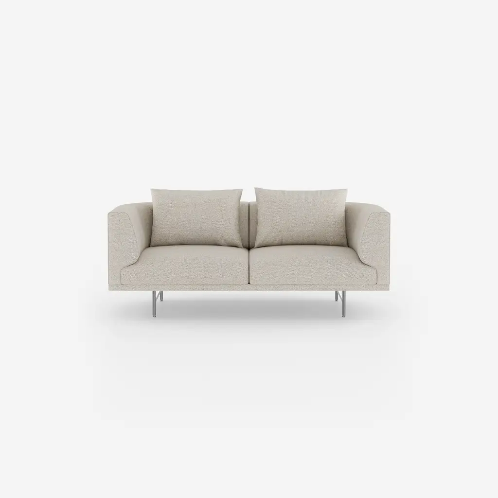 Vipp Chimney Sofa | 2-seater, Wavy Off white/light grey, Stainless Steel