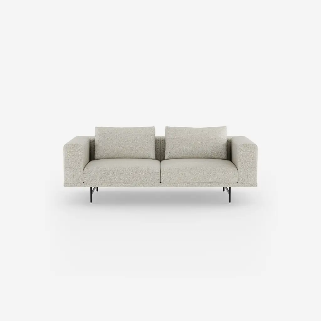 Vipp Loft Sofa | 2-seater, Bark Off white/light grey, Black Powder Coated