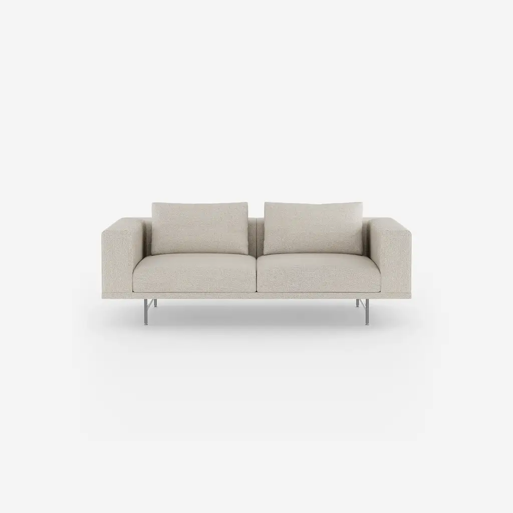 Vipp Loft Sofa | 2-seater, Wavy Off white/light grey, Stainless Steel
