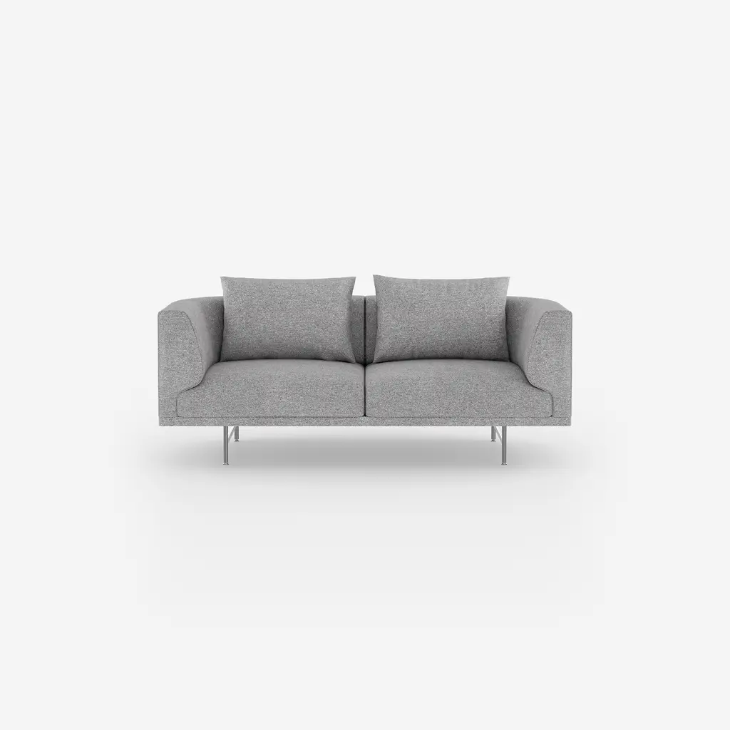 Vipp Chimney Sofa | 2-seater, Brook Grey melange, Stainless Steel