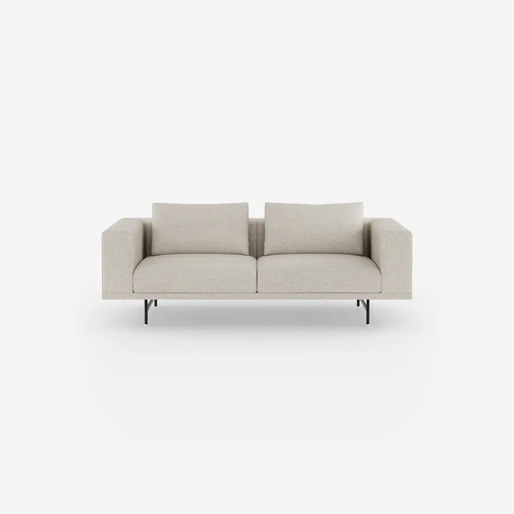 Vipp Loft Sofa | 2-seater, Wavy Off white/light grey, Black Powder Coated