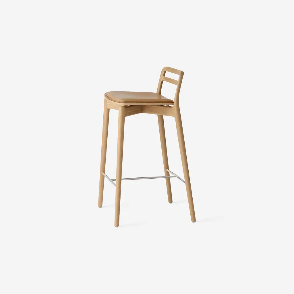 Vipp Cabin Counter Stool, Light oak w/camel leather