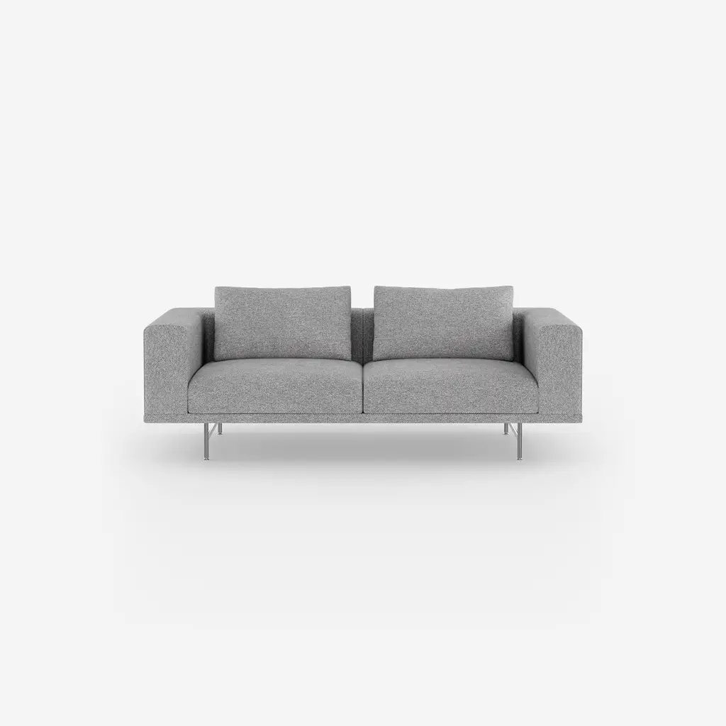 Vipp Loft Sofa | 2-seater, Brook Grey melange, Stainless Steel
