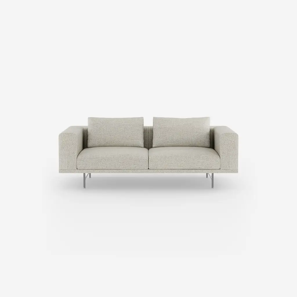 Vipp Loft Sofa | 2-seater, Bark Off white/light grey, Stainless Steel