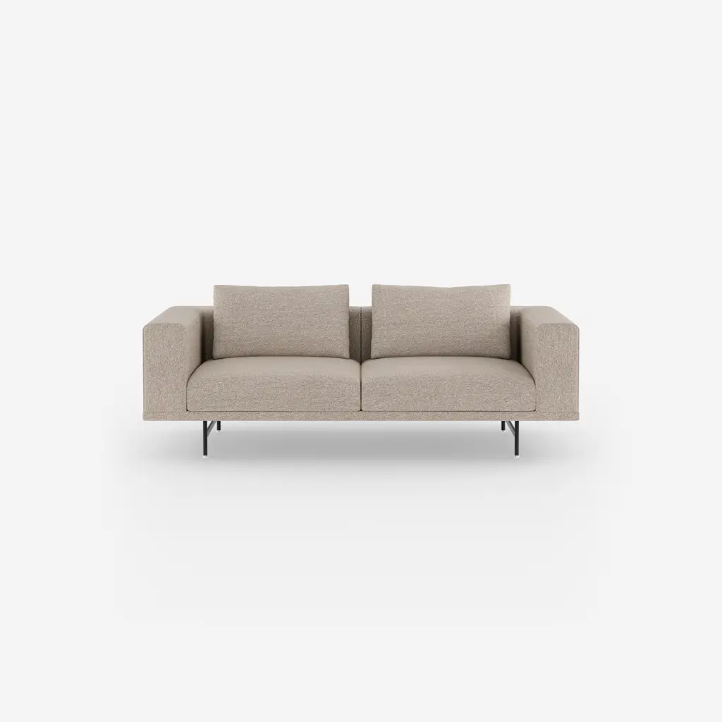 Vipp Loft Sofa | 2-seater, Brook Beige/chestnut, Black Powder Coated